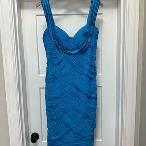 Tadashi pleated silk  Blue Sleeveless Dress size 16